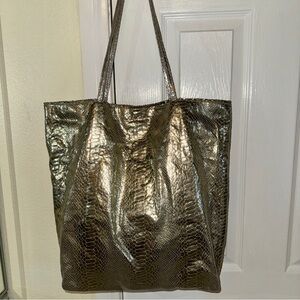Carlos Falchi Metallic Snake-Embossed Tote